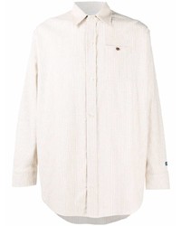 Chemise à manches longues à rayures verticales beige Drôle De Monsieur