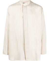 Chemise à manches longues à rayures verticales beige Emporio Armani