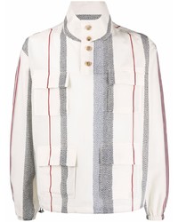 Chemise à manches longues à rayures verticales beige Giorgio Armani