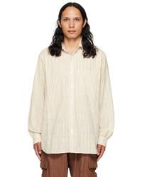 Chemise à manches longues à rayures verticales beige Karu Research