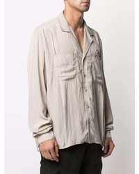 Chemise à manches longues à rayures verticales beige Rhude