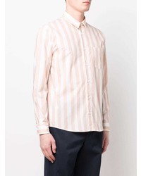 Chemise à manches longues à rayures verticales beige A.P.C.