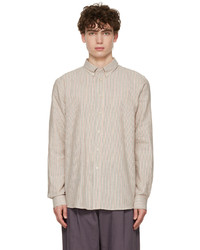 Chemise à manches longues à rayures verticales beige Ps By Paul Smith