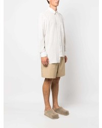 Chemise à manches longues à rayures verticales beige Lanvin