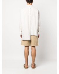 Chemise à manches longues à rayures verticales beige Lanvin