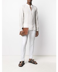 Chemise à manches longues à rayures verticales beige Dondup