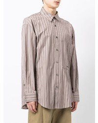 Chemise à manches longues à rayures verticales beige Wooyoungmi