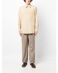 Chemise à manches longues à rayures verticales beige Uma Wang