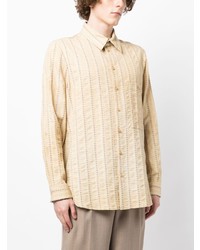 Chemise à manches longues à rayures verticales beige Uma Wang