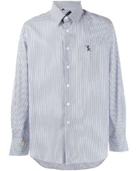 Chemise à manches longues à rayures verticales blanc et bleu marine Billionaire