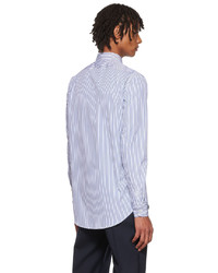 Chemise à manches longues à rayures verticales blanc et bleu marine Alexander McQueen