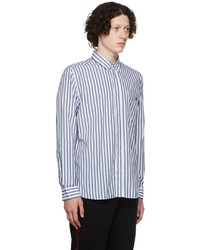 Chemise à manches longues à rayures verticales blanc et bleu marine Hugo