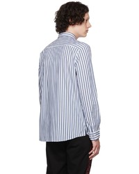 Chemise à manches longues à rayures verticales blanc et bleu marine Hugo