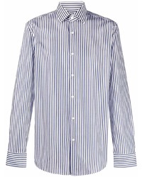 Chemise à manches longues à rayures verticales blanc et bleu marine BOSS