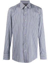 Chemise à manches longues à rayures verticales blanc et bleu marine BOSS