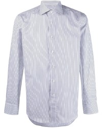 Chemise à manches longues à rayures verticales blanc et bleu marine Canali