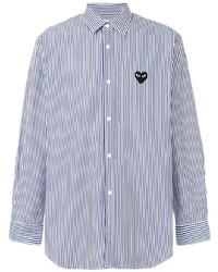Chemise à manches longues à rayures verticales blanc et bleu marine Comme Des Garcons Play