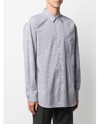 Chemise à manches longues à rayures verticales blanc et bleu marine Comme des Garcons