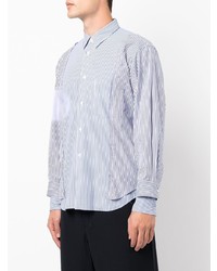 Chemise à manches longues à rayures verticales blanc et bleu marine Comme Des Garcons Homme Plus