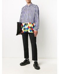 Chemise à manches longues à rayures verticales blanc et bleu marine Comme Des Garcons Homme Plus