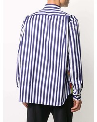 Chemise à manches longues à rayures verticales blanc et bleu marine Comme Des Garcons Homme Plus