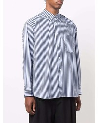 Chemise à manches longues à rayures verticales blanc et bleu marine Comme Des Garcons SHIRT