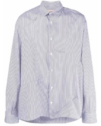 Chemise à manches longues à rayures verticales blanc et bleu marine Corelate