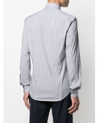 Chemise à manches longues à rayures verticales blanc et bleu marine Fay