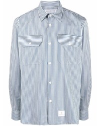 Chemise à manches longues à rayures verticales blanc et bleu marine Department 5