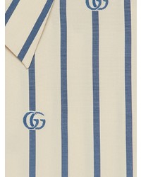 Chemise à manches longues à rayures verticales blanc et bleu marine Gucci