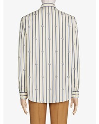 Chemise à manches longues à rayures verticales blanc et bleu marine Gucci