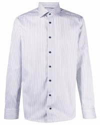 Chemise à manches longues à rayures verticales blanc et bleu marine Eton