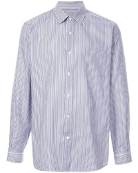 Chemise à manches longues à rayures verticales blanc et bleu marine Gieves & Hawkes