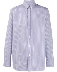 Chemise à manches longues à rayures verticales blanc et bleu marine Givenchy