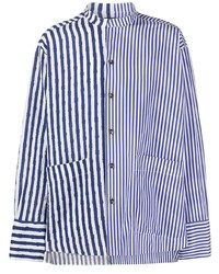 Chemise à manches longues à rayures verticales blanc et bleu marine Greg Lauren X Paul & Shark