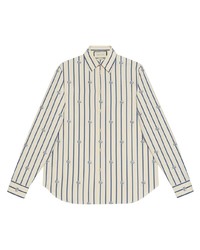 Chemise à manches longues à rayures verticales blanc et bleu marine Gucci
