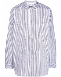 Chemise à manches longues à rayures verticales blanc et bleu marine Junya Watanabe