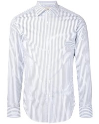 Chemise à manches longues à rayures verticales blanc et bleu marine Kent & Curwen