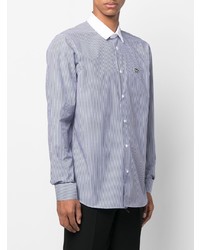 Chemise à manches longues à rayures verticales blanc et bleu marine Philipp Plein