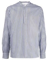 Chemise à manches longues à rayures verticales blanc et bleu marine Officine Generale