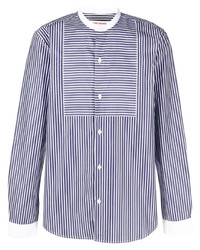 Chemise à manches longues à rayures verticales blanc et bleu marine Orlebar Brown