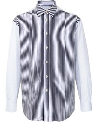 Chemise à manches longues à rayures verticales blanc et bleu marine Paul Smith