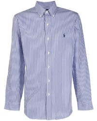 Chemise à manches longues à rayures verticales blanc et bleu marine Polo Ralph Lauren