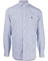 Chemise à manches longues à rayures verticales blanc et bleu marine Polo Ralph Lauren