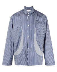 Chemise à manches longues à rayures verticales blanc et bleu marine SAGE NATION