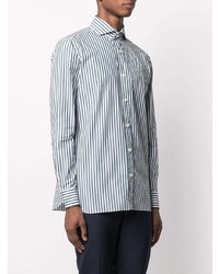 Chemise à manches longues à rayures verticales blanc et bleu marine Borrelli