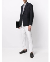 Chemise à manches longues à rayures verticales blanc et bleu marine Paul Smith