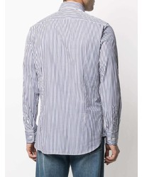 Chemise à manches longues à rayures verticales blanc et bleu marine Etro