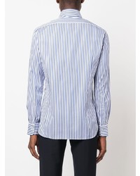 Chemise à manches longues à rayures verticales blanc et bleu marine Kiton