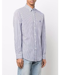 Chemise à manches longues à rayures verticales blanc et bleu marine Polo Ralph Lauren